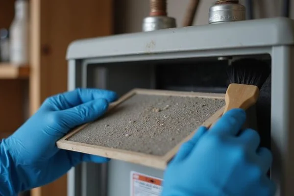Air filter cleaning during maintenance