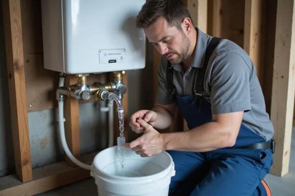 Specialist performing descaling flush via isolation valves