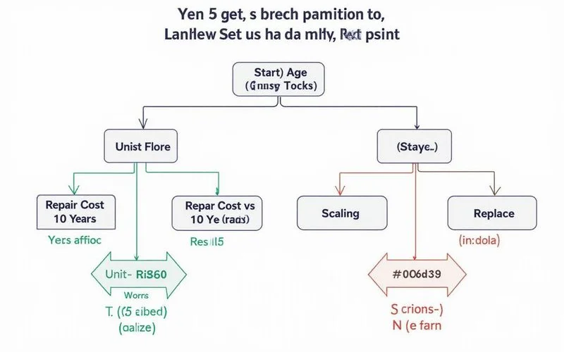 Decision flowchart from age and repair cost to repair-or-replace recommendation