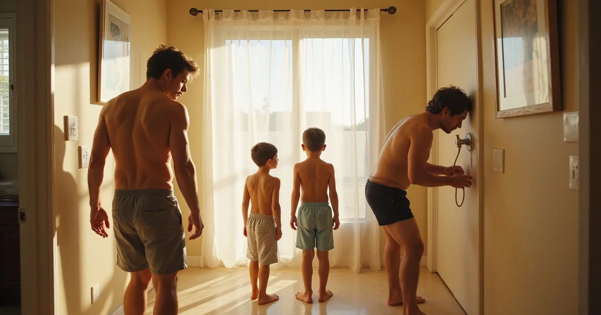 Family enjoying back-to-back hot showers in a bright Southern California home