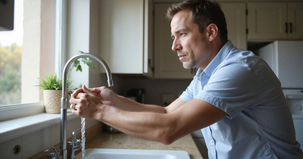 Homeowner concerned about slow hot water flow at a bathroom faucet