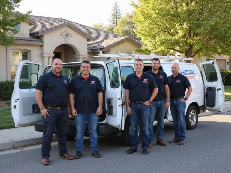 Empire Tankless specialist team in front of a service van at an Inland Empire home